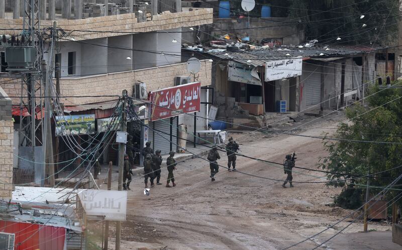 Israeli troops engage in an operation in the Al Faraa refugee camp near the West Bank city of Tubas on Friday. Photograph: Alaa Bedarneh/EPA-EFE