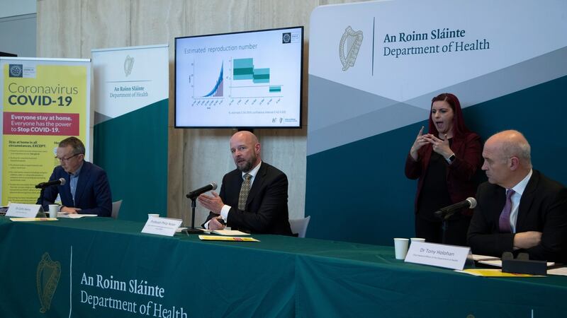 Prof Philip Nolan at a Covid-19 update press conference at the Department of Health. Photograph: Colin Keegan/Collins