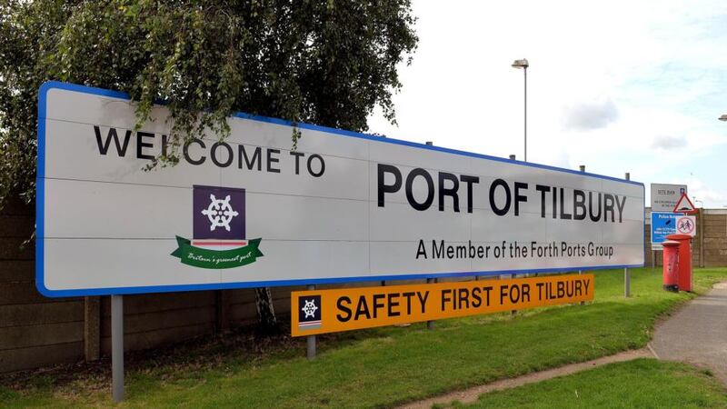 The main entrance to Tilbury Docks in Essex, where a shipping container was found with 31 illegal immigrants were found inside with one dead. Photograph: PA