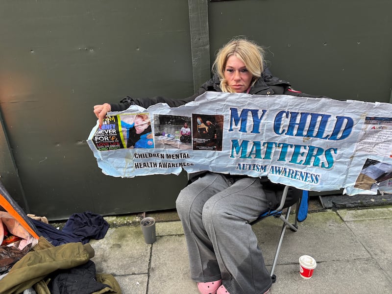 Nadine Staunton, who has been on hunger strike outside Leinster House since Sunday. She is looking for school places for her children who have autism.