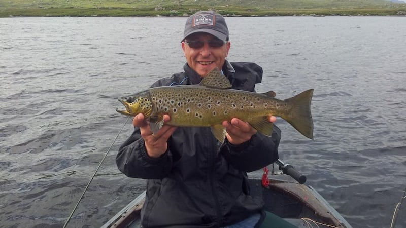 Trevor Down with a lovely trout from  Screebe Lake in Connemara, Co Galway