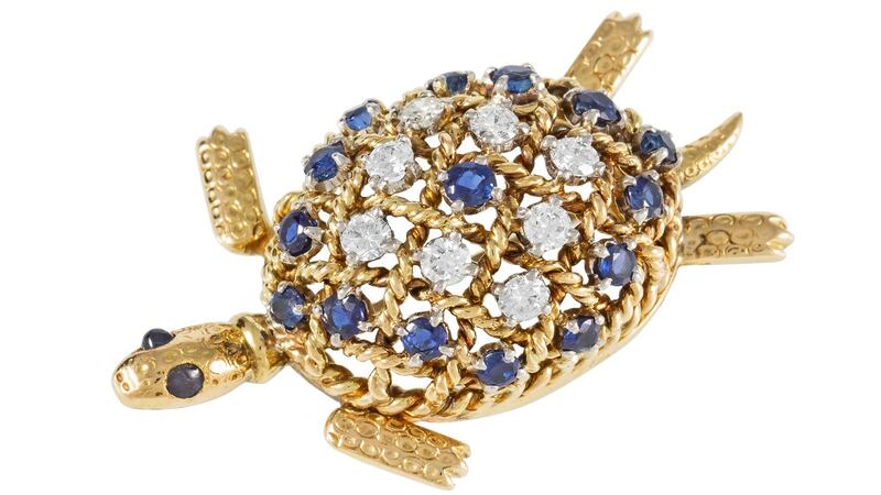 Sapphire and diamond ‘Turtle’ brooch by Cartier, €6,500-€8,500 at O’Reilly’s