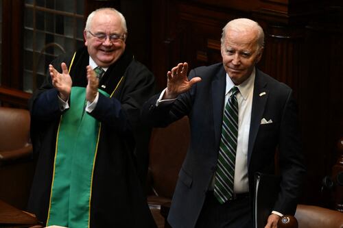 ‘Tá mé sa bhaile’: Biden tells Houses of Oireachtas he is ‘at home’