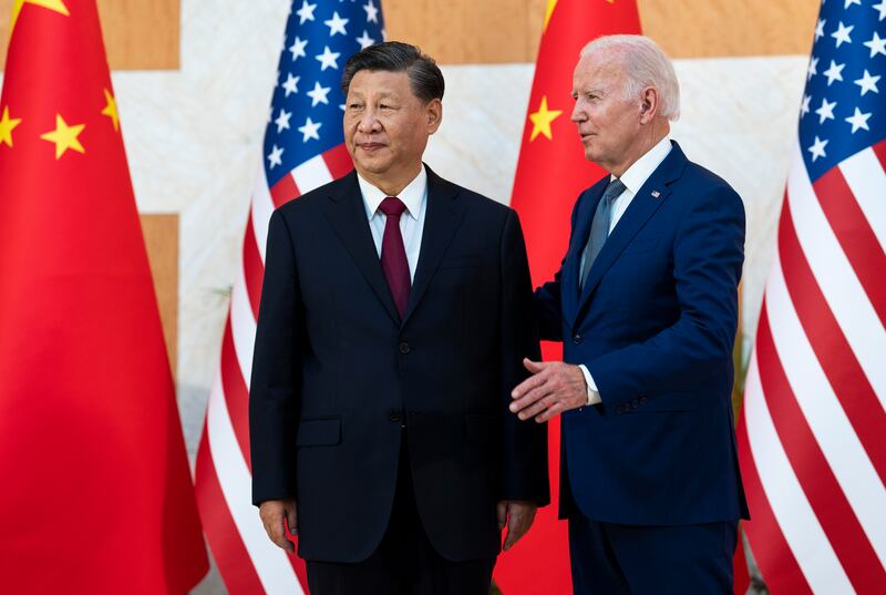 US president Joe Biden with president Xi Jinping of China in Bali in November. Photograph: Doug Mills/New York Times