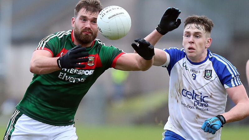 Aidan O’Shea’s Mayo edged out Monaghan in their Division One opener. Photograph: John McVitty/Inpho