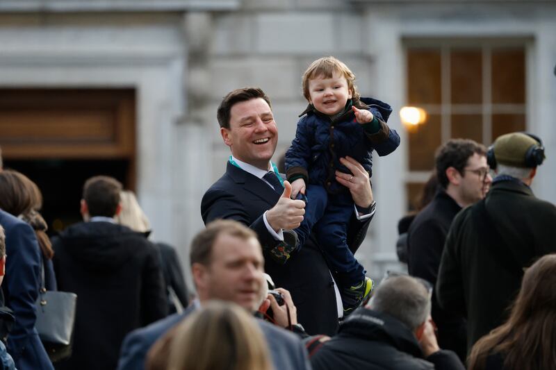 John Clendennen FG (Offaly) with his 2 year old son Percy.  Photograph Nick Bradshaw / The Irish Times