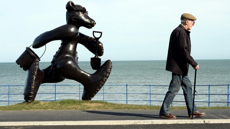 The bronze sculpture by Patrick O’Reilly at the seafront, at Greystones, Co Wicklow. The most expensive postal district was Greystones, where the average dwelling price was €404,717, according to filings in the year to July 2016. Photograph: Eric Luke