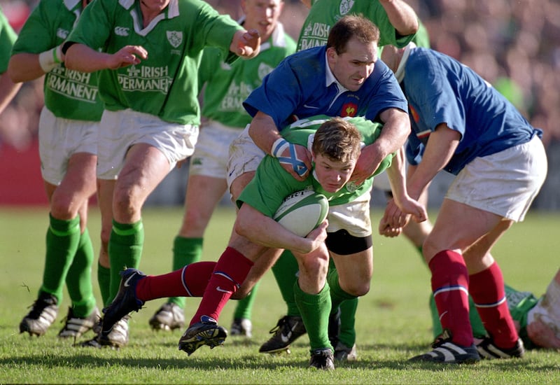 Richard Dourthe in action for France against Ireland in 2001. Photograph: Michael Cooper/Allsport