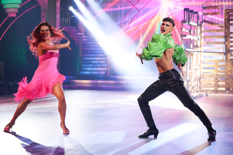 Olympic taekwondo star Jack Woolley with his Pro Dance Partner Alex Vladimirov during Dancing with the Stars. Photograph: Kyran O’Brien/kobpix