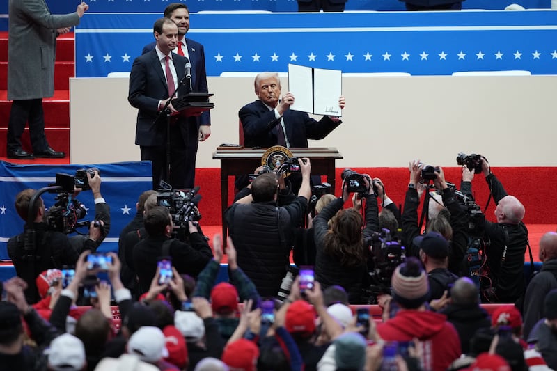 US president Donald Trump signed several new orders on his first day back in office. Photograph: Eric Lee/New York Times