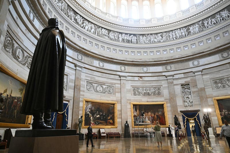 Donald Trump will deliver his inaugural address in the Rotunda of the US Capitol. Photograph: SAUL LOEB/AFP via Getty Images