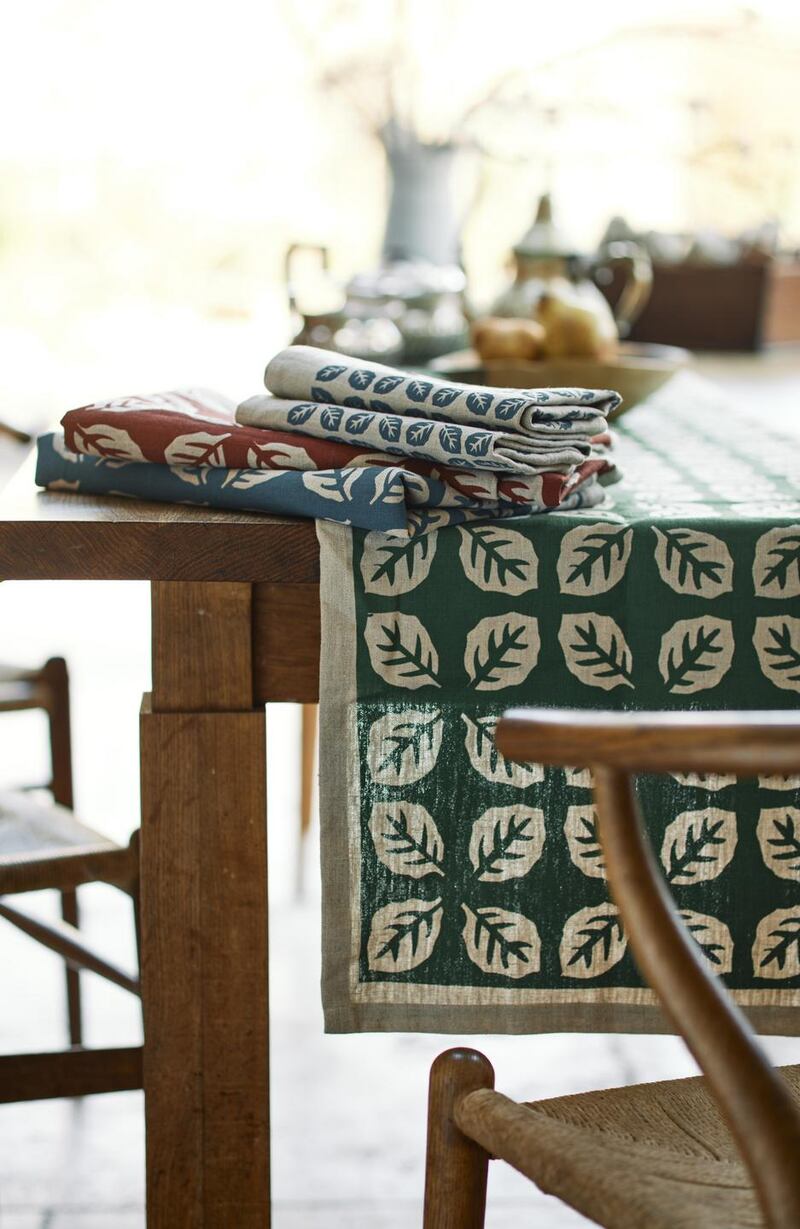 You can learn how to print a pair of tea towels, a set of four napkins, or a cushion panel, on either cotton or linen, using the paper method