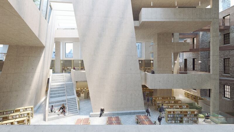 Interior of the new Dublin City Library, Parnell Square, designed by Grafton Architects