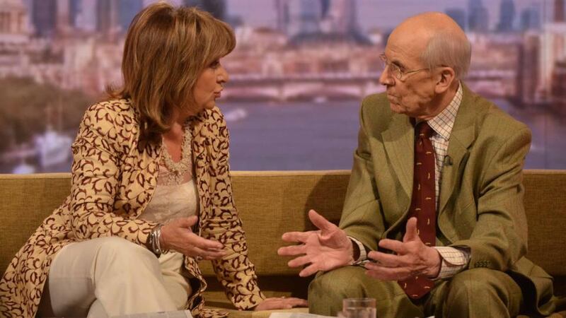 Labour peer Baroness Helena Kennedy and the former Conservative cabinet minister Lord Tebbit appearing on the BBC One current affairs programme, The Andrew Marr Show. Photograph: Jeff Overs/BBC/PA Wire