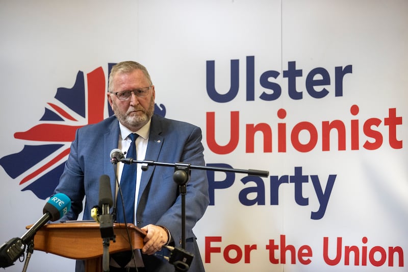 UUP leader Doug Beattie at the launch of his party's local government manifesto earlier this month. Photograph: Liam McBurney/PA 