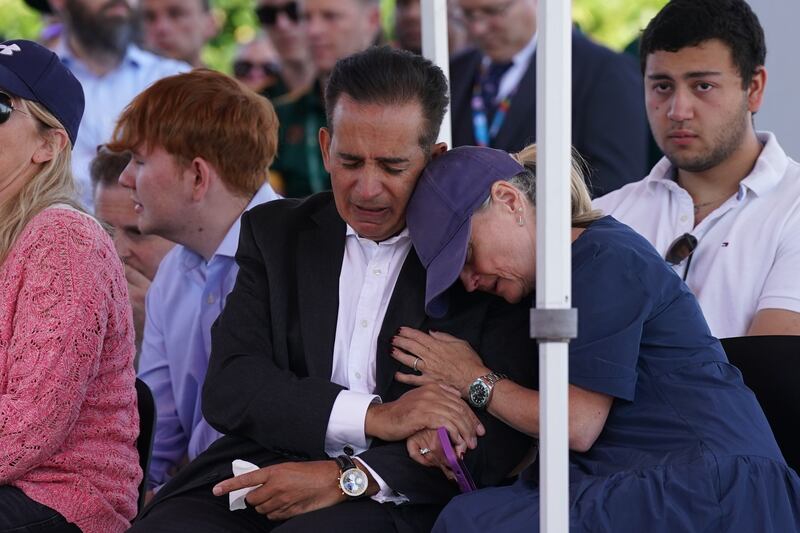 The parents of Grace O'Malley-Kumar attend a vigil at the University of Nottingham. Photograph: Jacob King/PA Wire