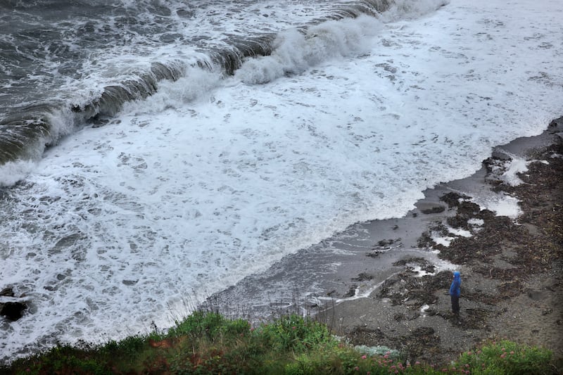 Storm Agnes brings larger waves to the east coast at Killiney Beach. Photograph: Alan Betson/The Irish Times

