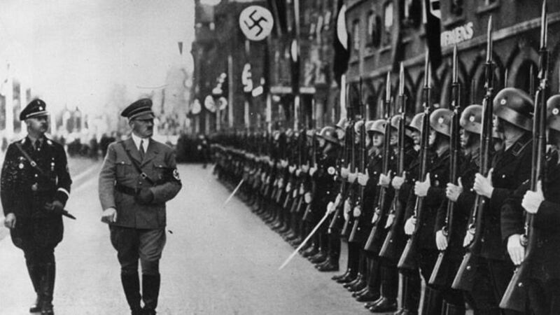 Adolf Hitler and his chief of police Heinrich Himmler inspecting the Nazi SS Guard in the 1940s. Photograph: Getty Images