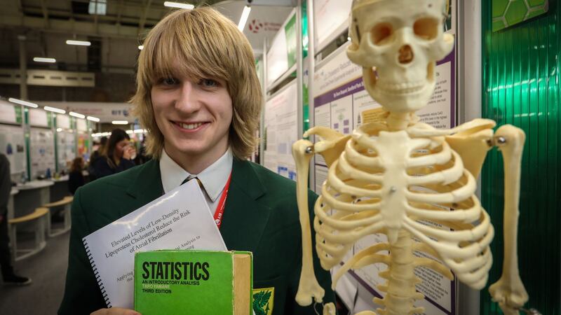 Oscar Despard, whose  project won the best individual award in this year’s  BT Young Scientist of the Year competition. Photograph: Crispin Rodwell/The Irish Times