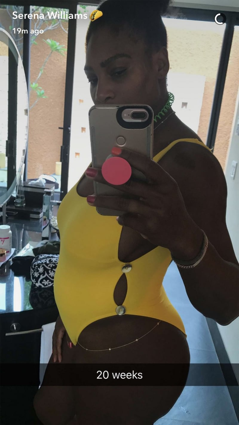 A screengrab of Serena Williams’s Snapchat where her pregnancy was first announced this  week. Photograph: Serena Williams/PA Wire