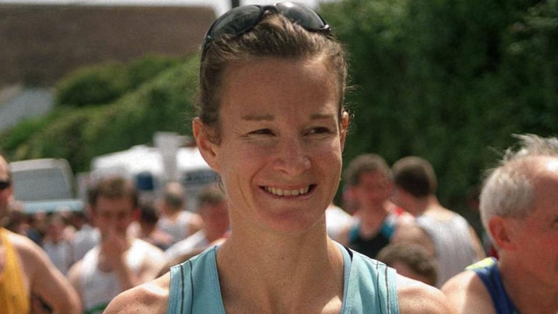 Sonia O’Sullivan before the Nike/Ballycotton ‘10’ in Ballycotton, Co Cork, in 2001. Photograph: Ronnie McGarry/Sportsfile