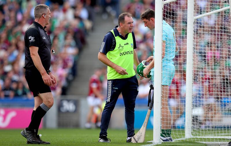 Nickie Quaid receives treatment before Limerick began to outscore Galway heavily. Photograph: Ryan Byrne/Inpho