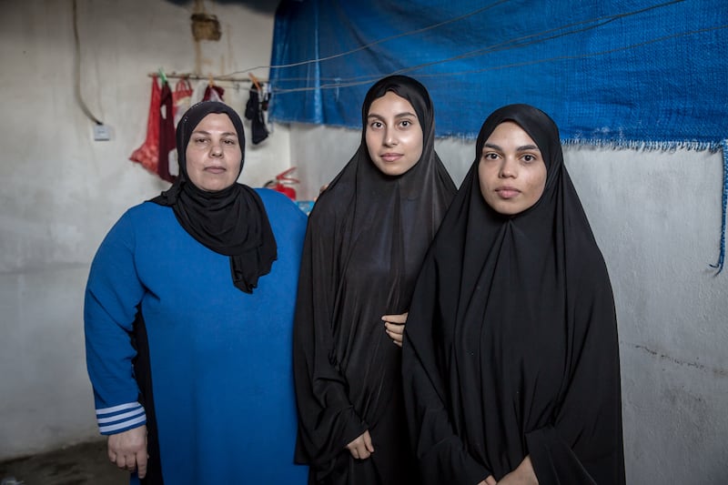 Huda Haya and her daughters Raghad and Razan live in a refugee camp in the Bekaa Valley, one of the areas in Lebanon hit regularly by air strikes