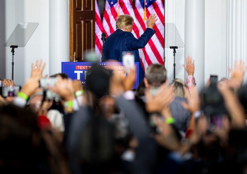 Former US president Donald Trump during a campaign event this week.  Photograph: Doug Mills/The New York Times
                     