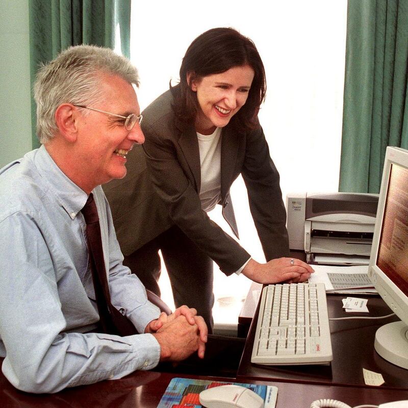 Ireland.com: Nick Chapman, then managing director of The Irish Times, with Deirdre Veldon, the website’s then editor, in 2000. Photograph: Matt Kavanagh