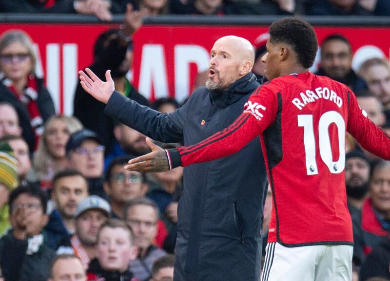 Manchester United's manager Erik ten Hag started the English international against Wolves in the Premier League on Thursday. Photograph: Peter Powell/EPA