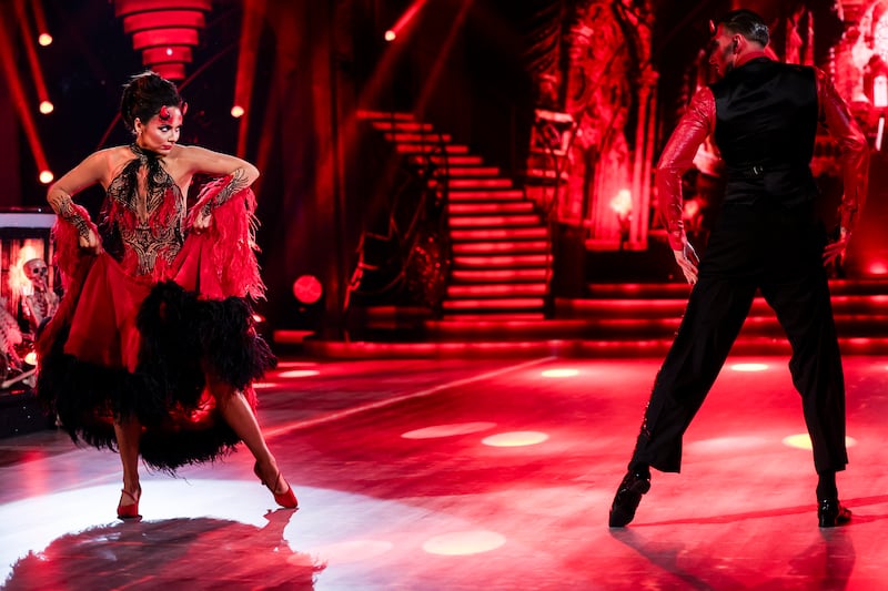 Dancing with the Stars semi-final 2025: Kayleigh Trappe with her pro partner, Ervinas Merfeldas. Photograph: Kyran O’Brien/RTÉ