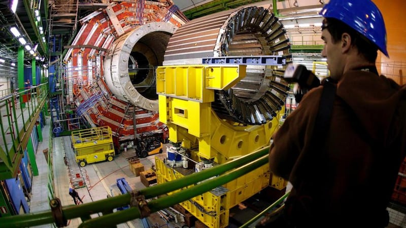 A file image of the magnet core of the world’s largest superconducting solenoid magnet at Cern, the European Organisation for Nuclear Research in Geneva, Switzerland. Photograph: Martial Trezzini/EPA