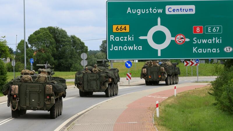 US forces convoy during a trip  to Suwalki near Augustow, Poland. Photograph: Ints Kalnins/Reuters