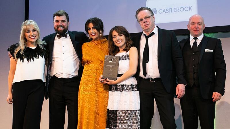 Richard Flood, Managing Director, Castlerock presents the Fit Out Project of the Year – Retail award to Kingston Lafferty Design & NSBS teams.