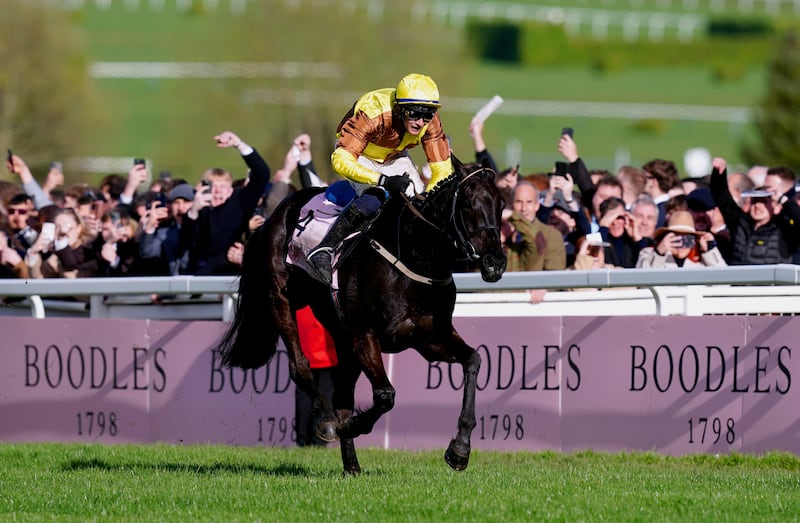 Galopin Des Champs ridden by Paul Townend on their way to winning the 2024 Cheltenham Gold Cup. Photograph: David Davies for The Jockey Club/PA Wire.