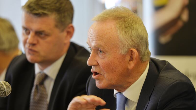 Independent News and Media (INM) chief executive Robert Pitt and chairman Leslie Buckley. Photograph: Alan Betson