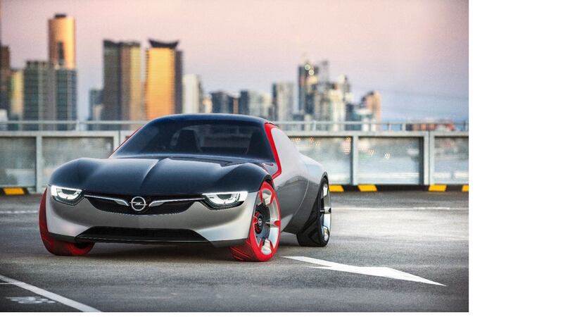 The new Opel GT concept features  a mid-front engine, with the compact 1.0-litre three-cylinder turbo engine from the new Astra