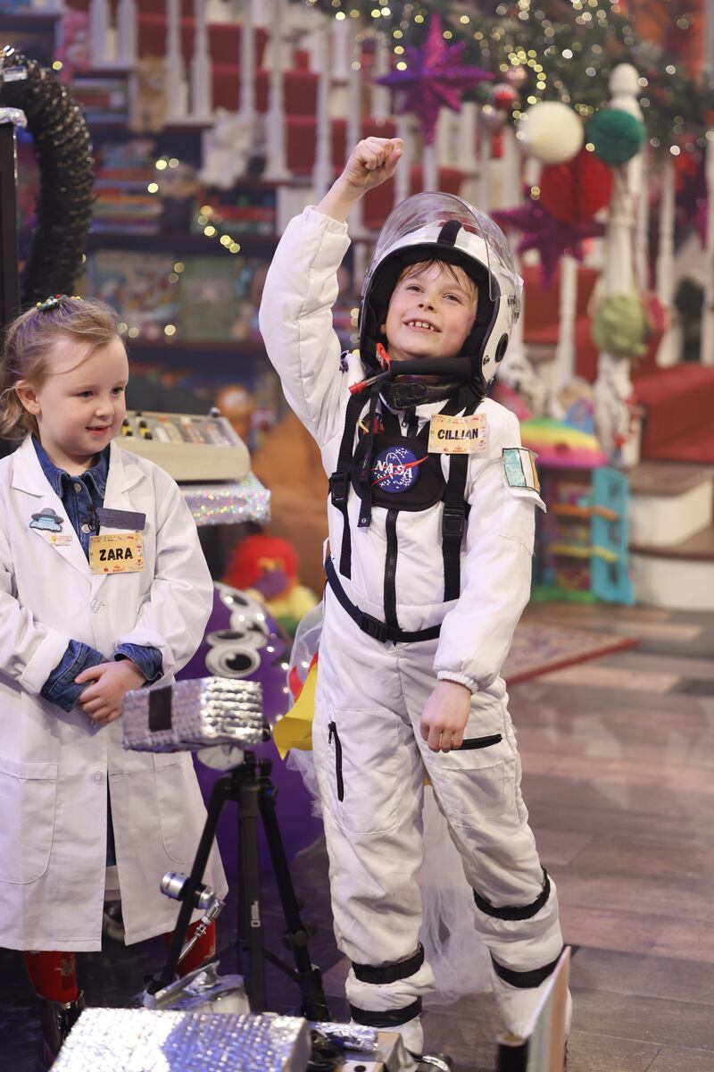 Zara from Tyrone and Cillian from Galway on this year's Late Late Toy Show. Photograph: Andres Poveda