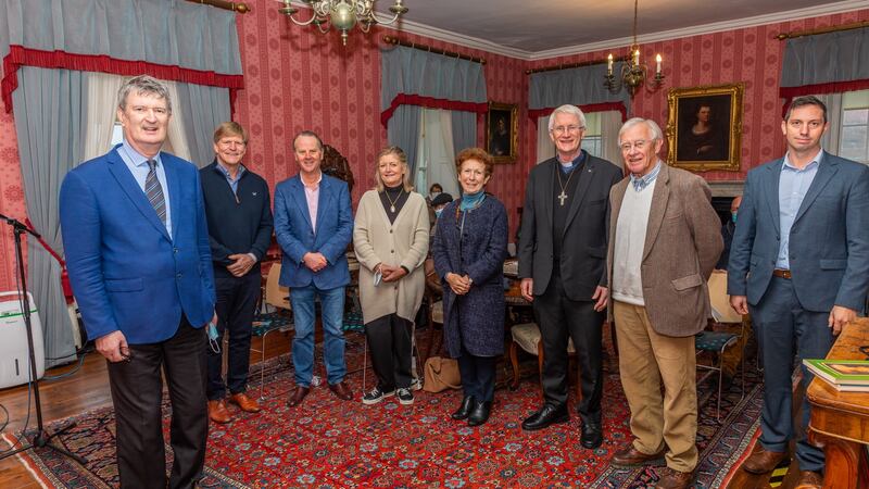 Pictured at the Daniel O’Connell Summer School in Derrynane House on Saturday last were l-r; Professor Maurice Bric, Daniel O’Connell, Maurice O’Connell, Sue Davidson, Dr Ruth Barrington, Bishop Ray Browne, Professor David McConnell and Chris O’Neill (OPW Parks Superintendent). Photograph: Alan Landers