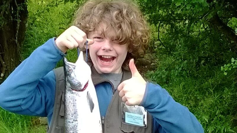 Patrick McGrath, 12, from Mountbellew, who caught his first salmon on the Clare River on Monday June 30, quickly followed by two more! Patrick was clearly delighted with his catch!