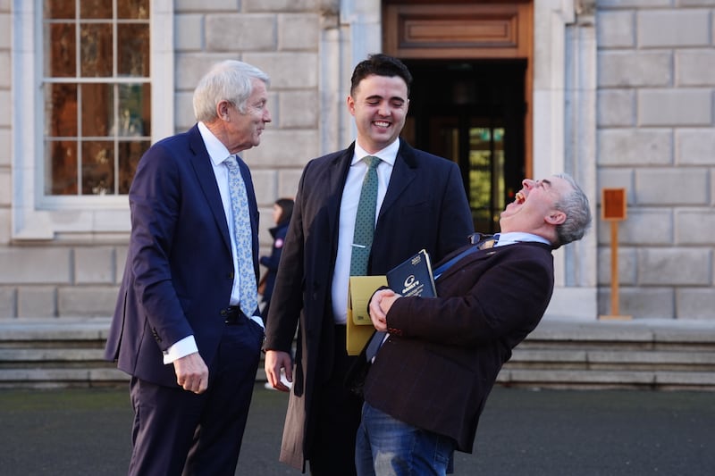 Members of Regional Independent Group Michael Lowry, Barry Heneghan and Kevin 'Boxer' Moran at Leinster House. Photograph: Brian Lawless/PA Wire