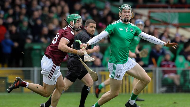 William O’Donoghue in action against  Adrian Tuohy of Galway during this year’s league game. Photograph: Lorraine O’Sullivan/Inpho