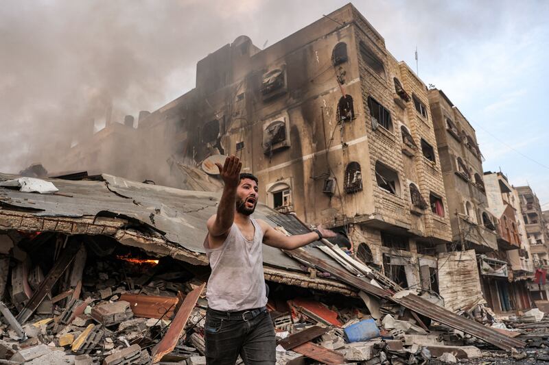 Israel’s air force continued to batter Gaza with deadly strikes late on Tuesday. Photograph: Mohammed Abed/Getty