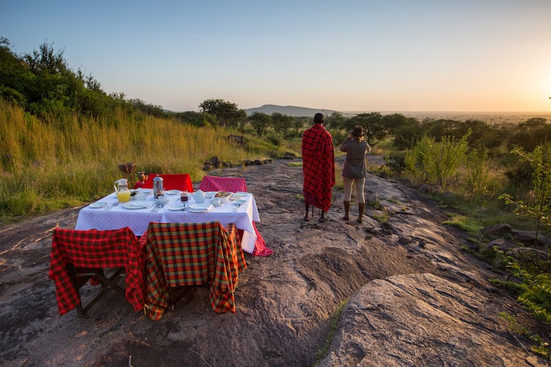 A bush breakfast atop the savannah in the Serengeti, Tanzania