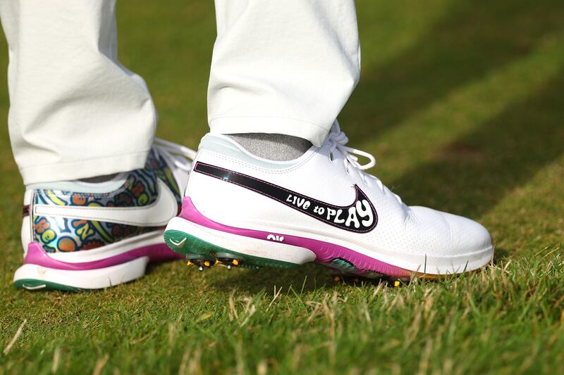 Maybe wearing these shoes on Merseyside will convince any Man United-haters to let Rory McIlroy be. PhotographL by Andrew Redington/Getty Images