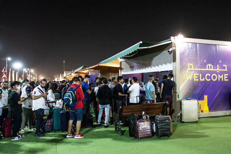 The wait to check in can take hours, fans say. Photograph: Erin Schaff/The New York Times