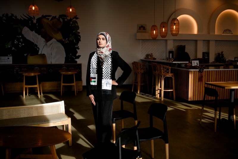 Haneen Mahbuba at a coffeeshop in Dearborn Heights, Michigan this week. Photograph: Brittany Greeson/New York Times