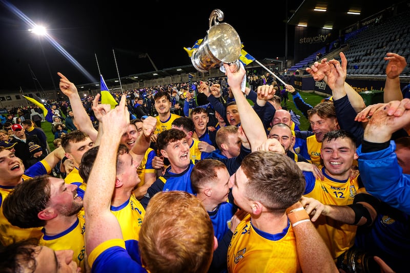 Na Fianna celebrate after retaining the Dublin Senior Hurling title. Photograph: Ryan Byrne/Inpho