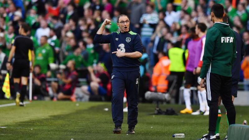 Disappointment: Martin O’Neill as Ireland’s late goal against Austria is disallowed during the World Cup qualifiers in June 2017. Photograph: Charles McQuillan/Getty