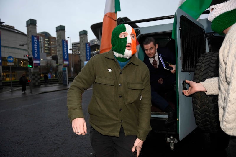 DJ Próvaí arriving at court. Photograph: Mark Marlow/PA